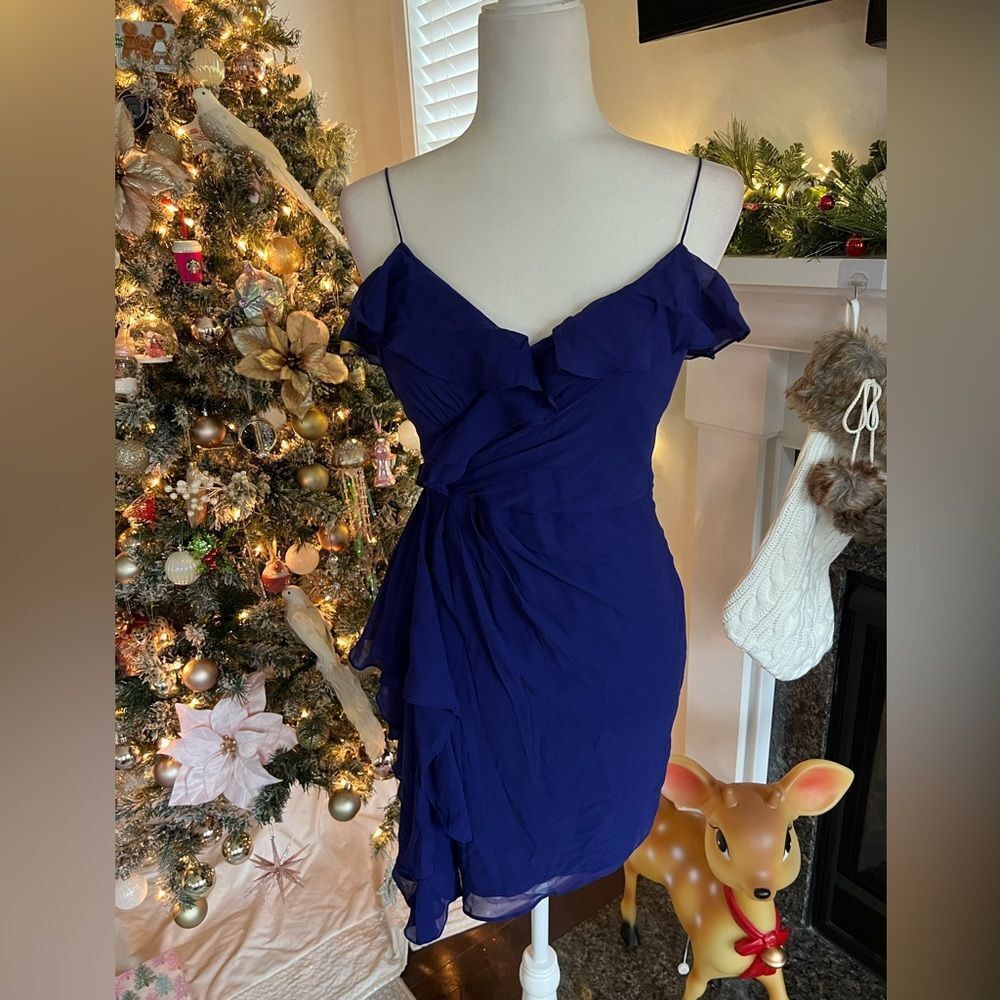 Badgley Mischka Silk Ruffle Dress size 0